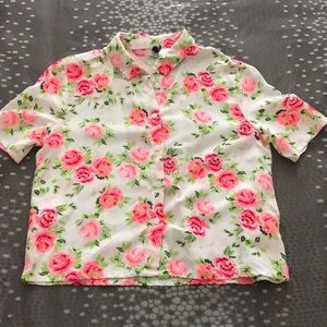 Button Down Floral top Blouse